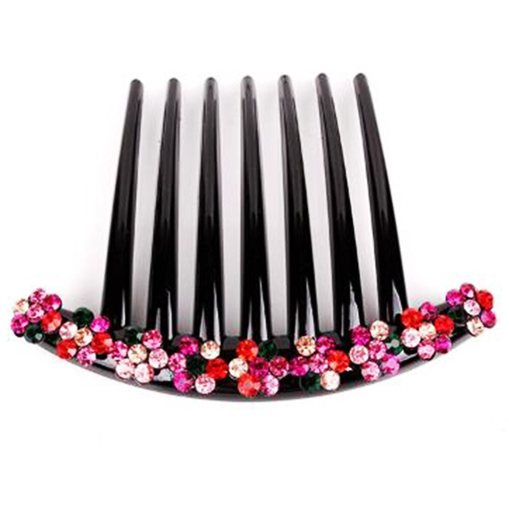 Women Rhinestone Flower 7 Teeth Hair Comb Clip Side Hair Clip Decorative For Girls Hair Styling Clip PIn Accessories: 1