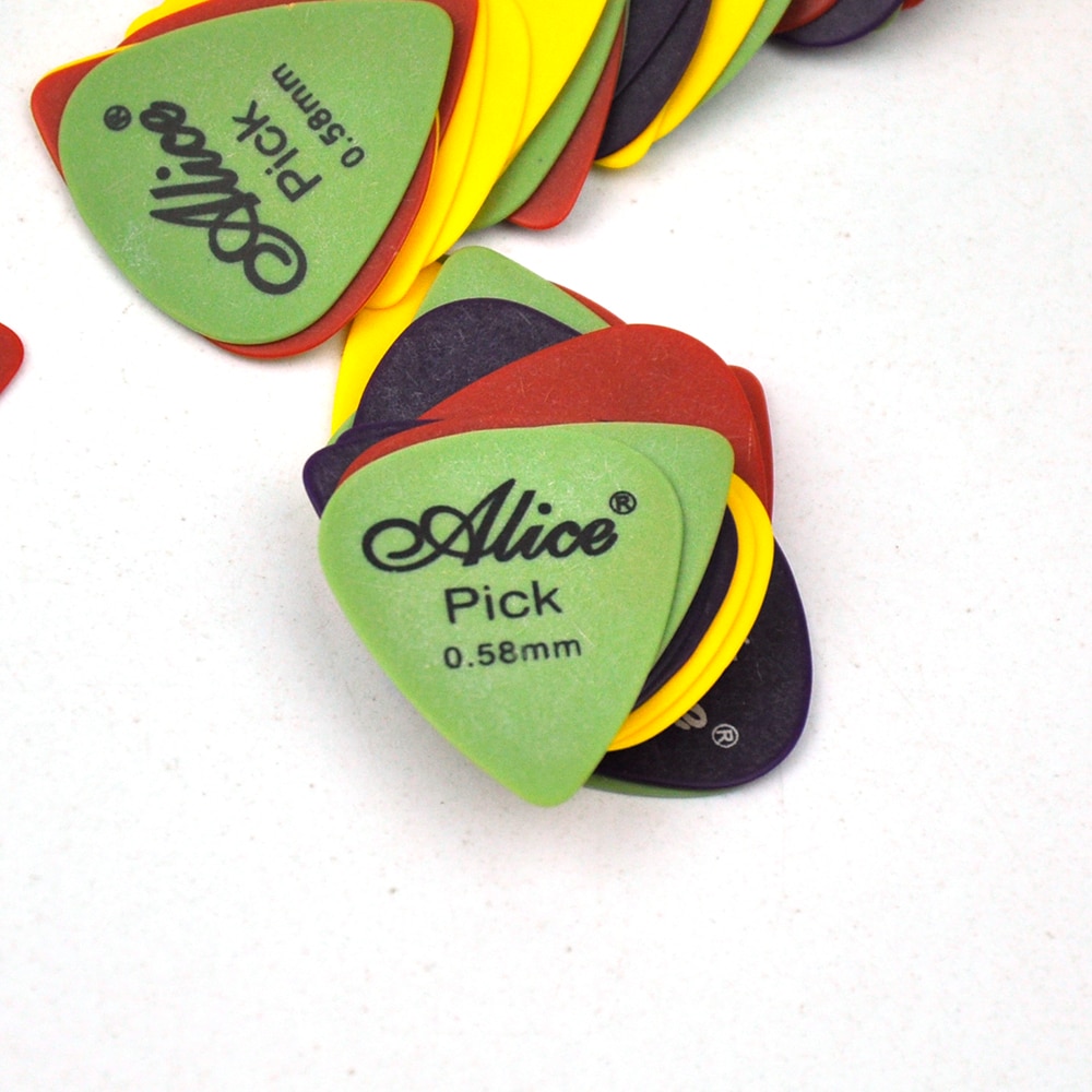 Veel 100 stuks Alice AP-T 0.58mm Dunne Delrin Plectrums Plectrums Gemengde Kleuren
