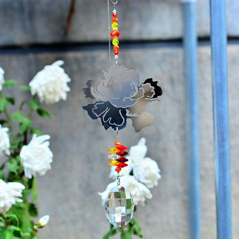 KAINAI-atrapasol de cristal con forma de flor, prismas colgantes de cristal, adorno de arcoíris, , para ventana, hogar, jardín, fengshui,