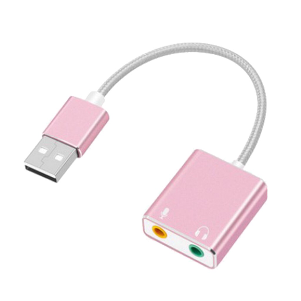 Audio Adapter USB External Stereo Sound Card Headphone Audio Adapter for 3.5mm Headphone: Pink