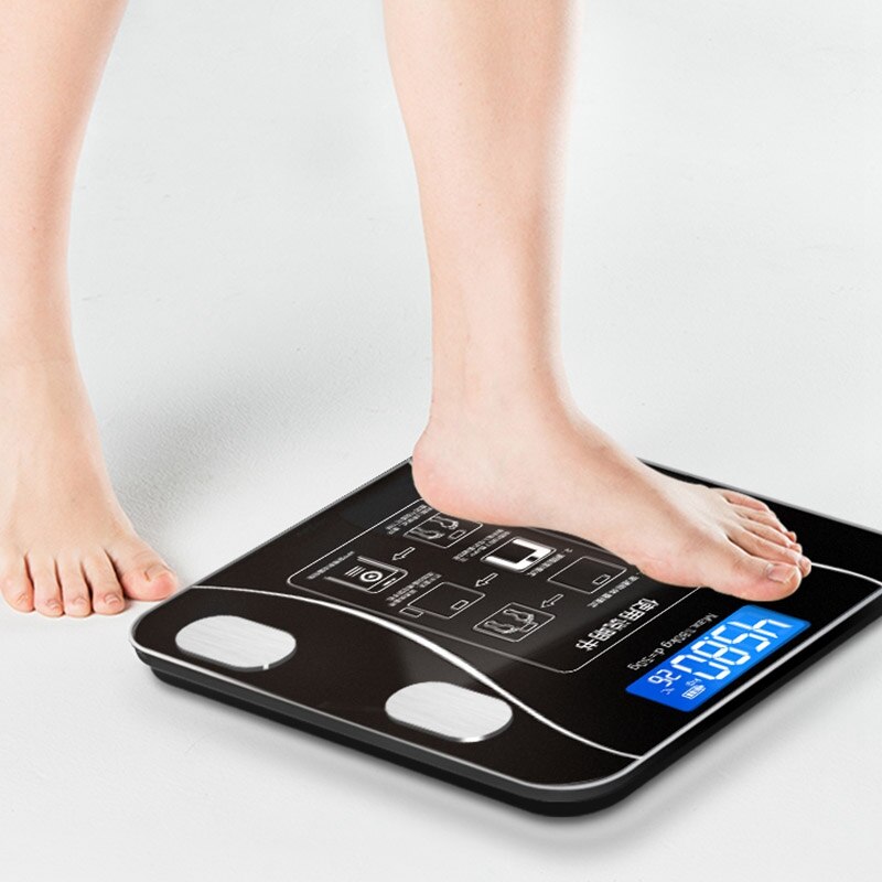 Báscula corporal Digital con pantalla Lcd para baño, balanza electrónica inteligente con índice corporal