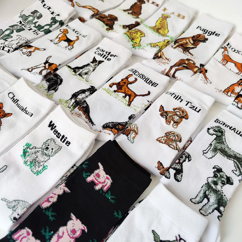Crew Funny Women Socks Border Collie Schnauzer Lab Scottie Beagle Boxer Pug Bulldog Sheltie Golden Doodle Retriever