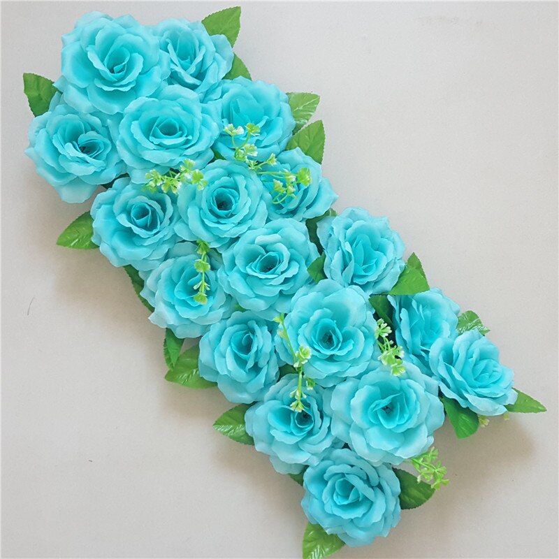 Artificial Rose Row Wedding Flower Row Arch Flower Four Corners Chamber Floral Arrangements Wedding Road Lead Pergola Happiness: Pure Lake Blue