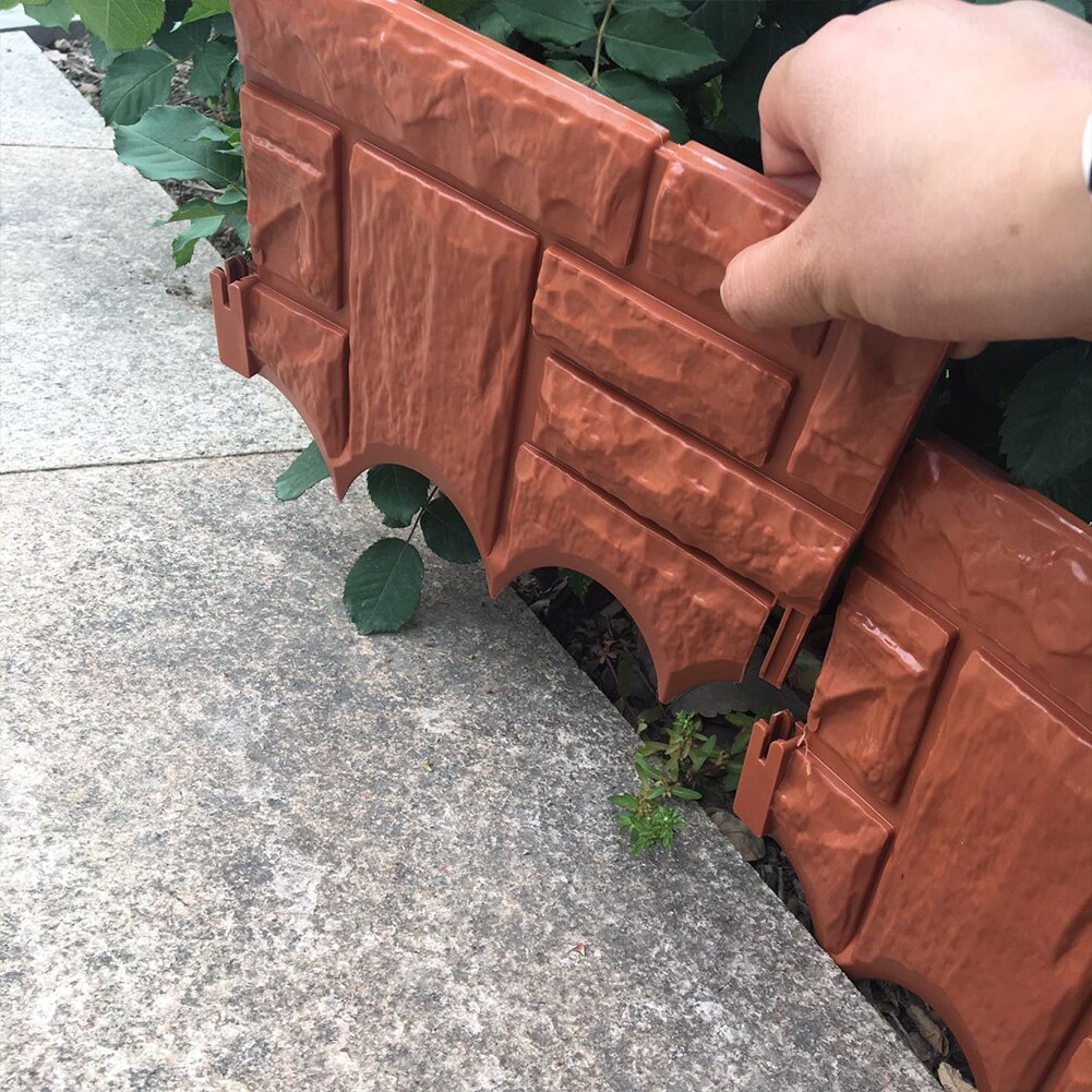 6 Pcs Garden Plastic Fence Edging Decorative Edging Fence, Faux Brick Landscape Fencing for Patios Gardens Landscape Walkways
