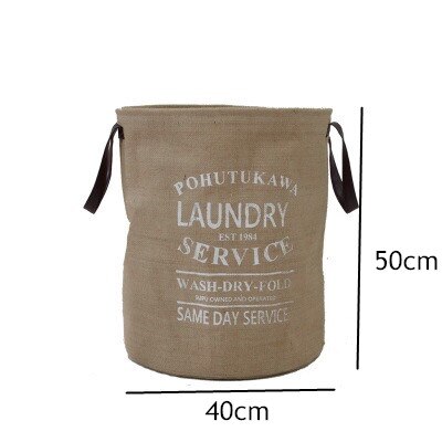 cotton linen large Round Collapsible Laundry Basket Dirty Clothes Organizer Toys Storage Box Bin Bucket Hamper With Handles: color 9