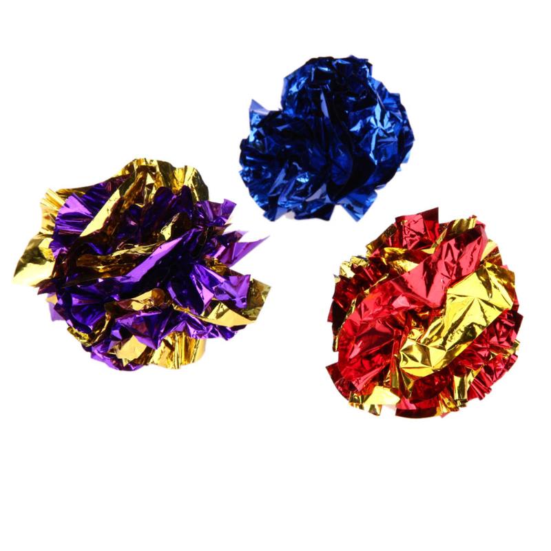 6/12/24Pcs Cat Toy Mylar Balls Colorful Ring Paper Shiny Crinkly Balls Sound Toys for Cat Kitten Interactive Ring Paper Ball