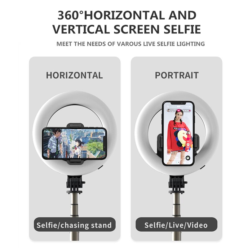 Selfie Stick Opvouwbare Handheld Draadloze Bluetooth Afstandsbediening Sluiter Statief Met 3 Modes Led Ring Fotografie Licht Voor Android Ios