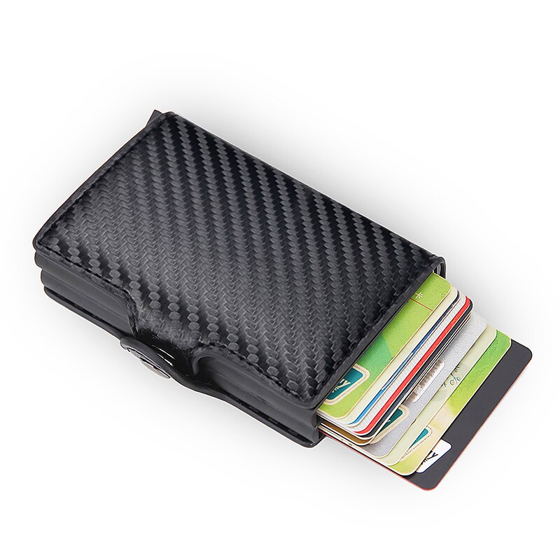 Rfid Blocking Protection Men id Credit Card Holder Wallet Leather Metal Aluminum Business Bank Card Case CreditCard Cardholder: Carbon Fiber