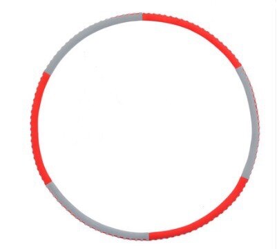 Detachable 6 Sections Foam Stainless Steel Sport Hoop Home Exercise Fitness Thin Waist Fitness Circle Crossfit Equipment: Red gray-fingerprint