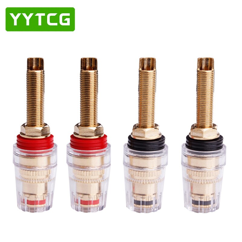 YYTCG 4Pcs Brass Gold Plated 4MM Banana Plug Terminal Binding Post for Speaker Amplifier Red and Black: Big-Long