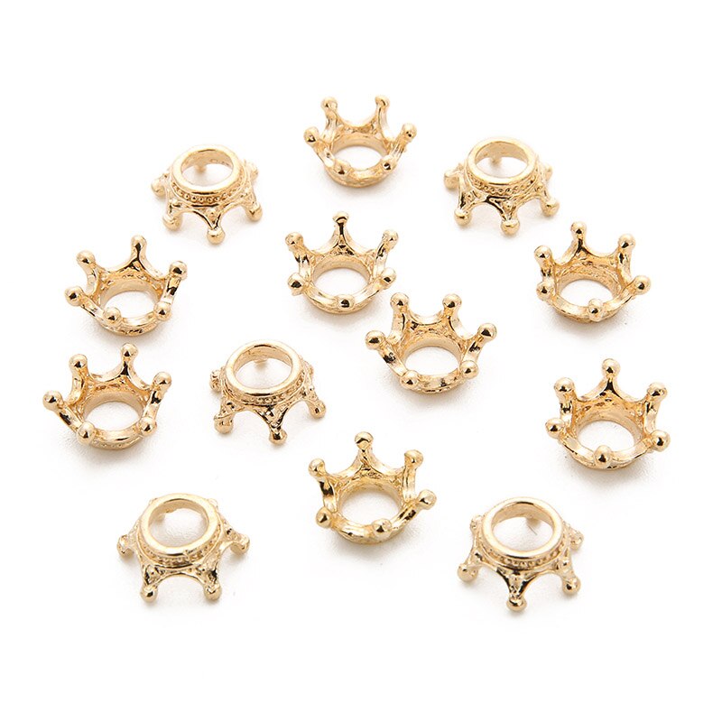 50 stks/partij Goud/Zilver/Antiek Brons Kleur Crown Bead Caps Connectors Charms End Kralen Cap Voor DIY Sieraden maken Bevindingen: KC Gold