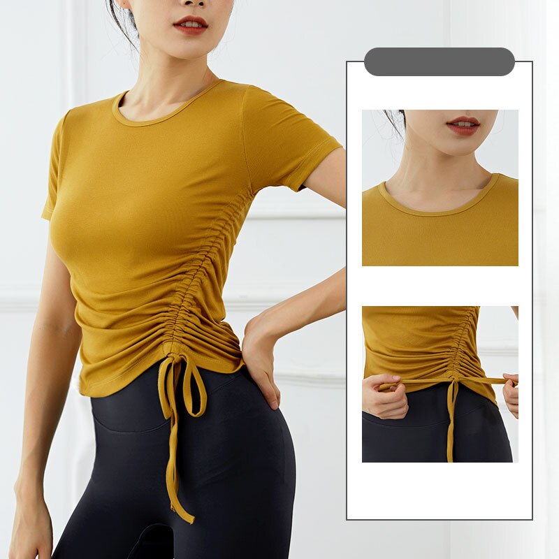 Sportliches crop-top für damen, nahtloses yoga-shirt, hochelastisch, atmungsaktiv, kurzarm, damen-sportbekleidung