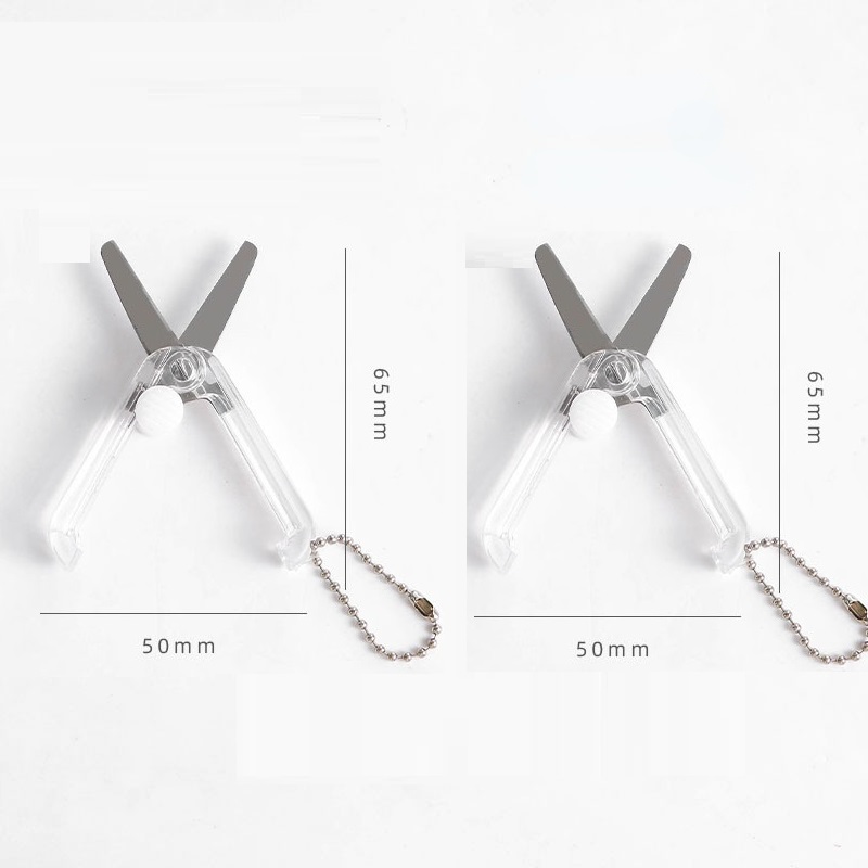 Stainless Steel Small Scissors Portable Mini Scissors Retractable Folding Scissors Multifunctional Safe and Cute: Transparent 2pcs