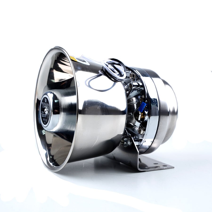 DC12V 200W Silver Stainless Steel Speaker Car Styling Police Siren High Power Alarm Siren Loudspeaker Electronic Horn Megaphone