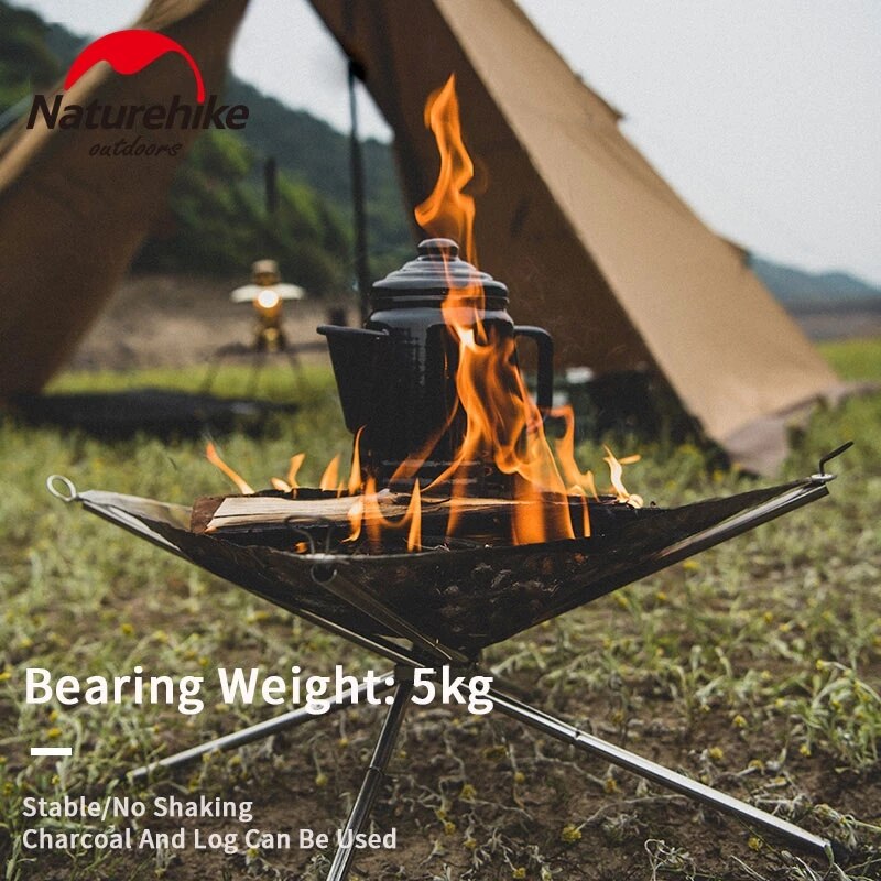 Naturehike Outdoor Fire Burn Pit Stand Portable Camping Solid Fuel Rack Folding Stove Fire Frame Heating Wood Charcoal Stove