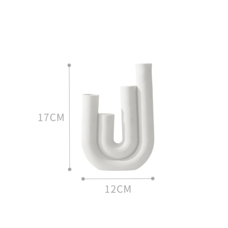 Candelabro de cerámica nórdico, portavelas blanco en forma de U, soporte de vela escandinavo para sala de estar, adorno para el hogar: A