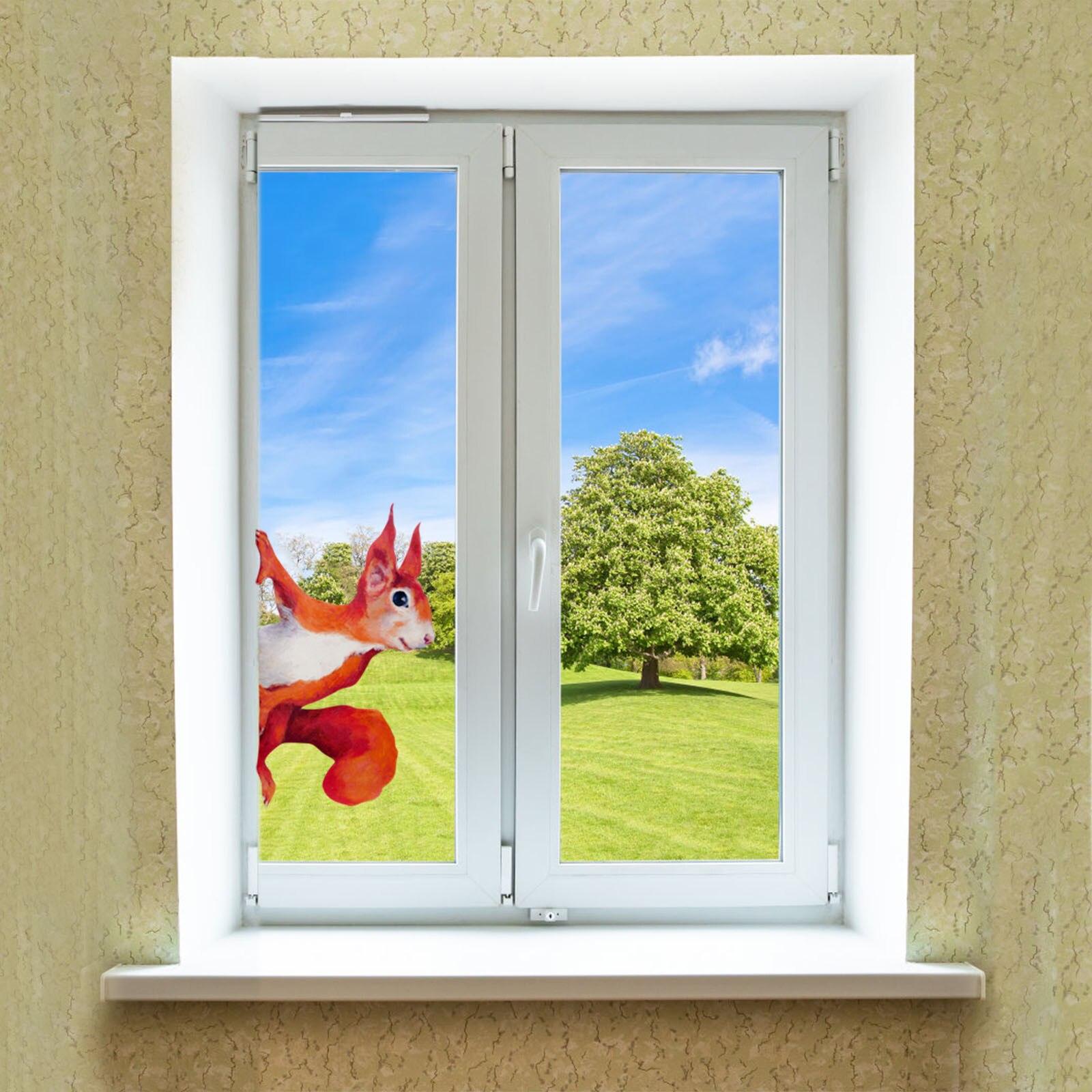 Pegatinas de ventana para el hogar, adhesivos de pared con estampado Animal de ardilla que espía, decoración de ventanas para paredes y para el hogar, 1/3/5 Uds.