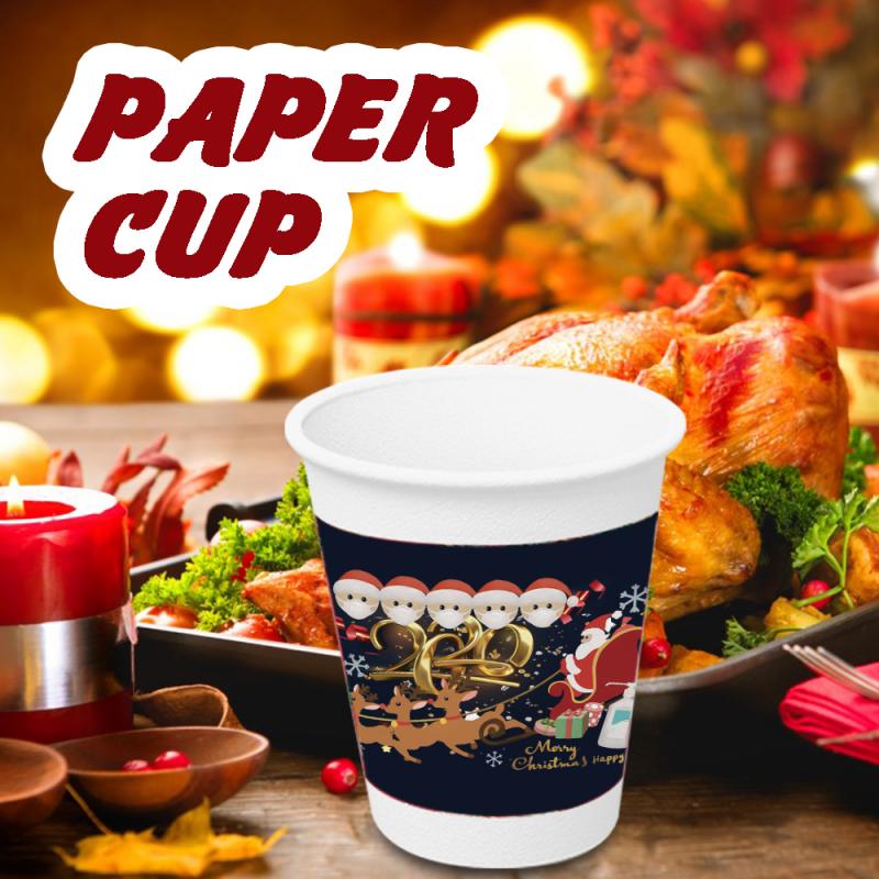 Vasos desechables de Feliz Navidad para Papá Noel, mascarillas con patrón familiar, vasos de papel para el hogar, decoración de de Navidad, 10 Uds.