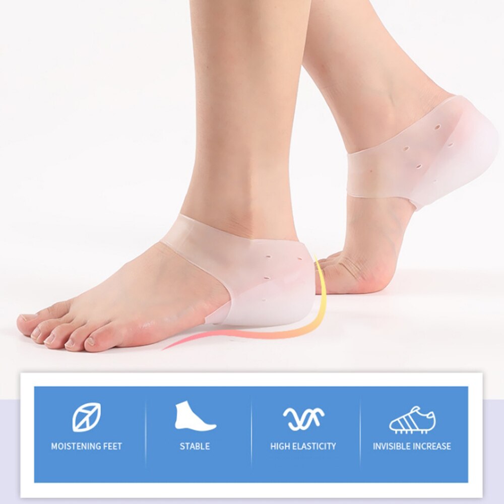 1 Pair Concealed Footbed Enhancers Height Increase Insoles Silicone Foot Lift Pads Dress In Socks Tool