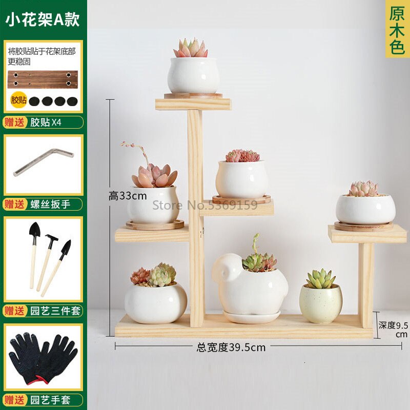 Desktop Bay Window Table More Meat Flower Shelf Indoor Living Room Small Flower Stand Balcony Flower Pot Rack Storage Decoration: Silver