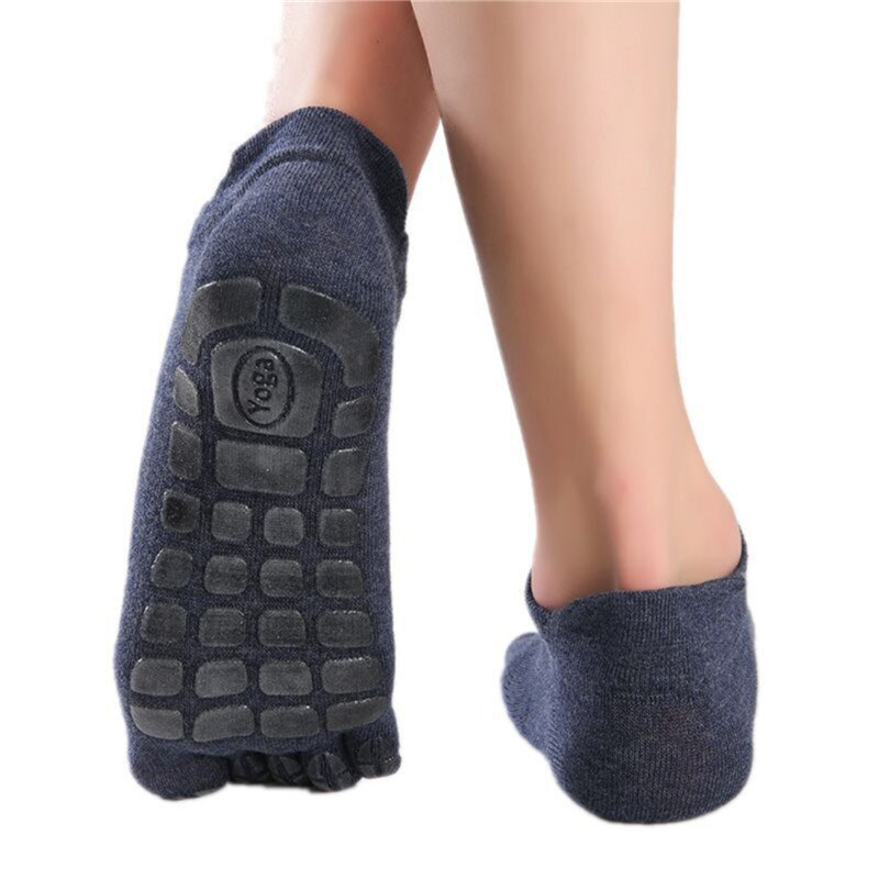3 Pairs Yoga Socks For Men Non-slip Grip Fitness Socks Five Toe Sport Socks Gym Workout Dance Yoga Pilates Sportswear: Navy blue