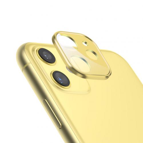 Støvtæt telefon bagkamera linse beskyttelsesfilm cover til iphone 11 pro max anti-reflekterende ultra-tynd anti-ridse cover: Gul til iphone 11