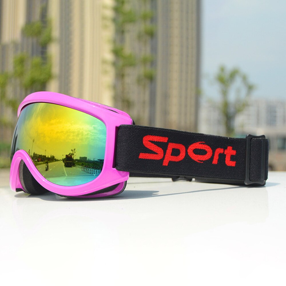 ski goggles lens anti-fog UV400 ski glasses skiing men women snow goggles Safety Eye Protection Glasses Eyewear: Rose red frame red