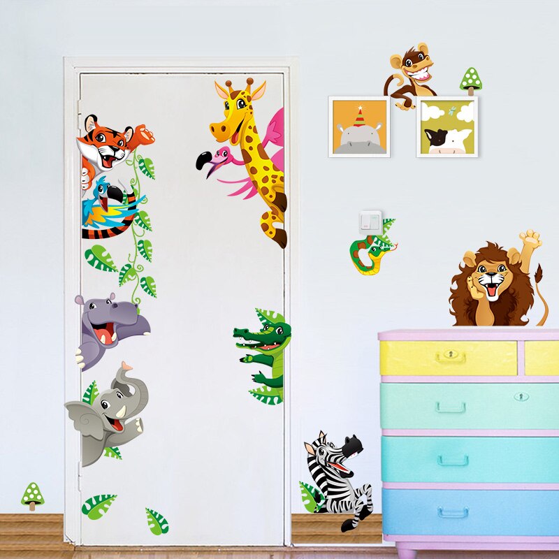 3D cartoon animal monkey tree branch home dacor wall sticker baby children height measure growth chart for kids room decals: Dark Khaki