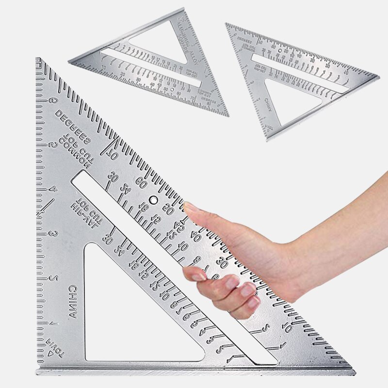 Herramienta de medición de velocidad para carpintero, guía de corte de línea cuadrada, escuadra triangular, transportador de aleación de aluminio, 1 unidad