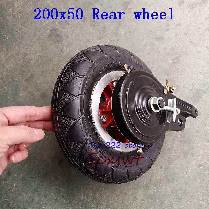 8 inch front&rear Wheels With Drive Gear+brake kit 200x50 Inflatable tire tube /solid tyre with alloy rim for Electric scooter B