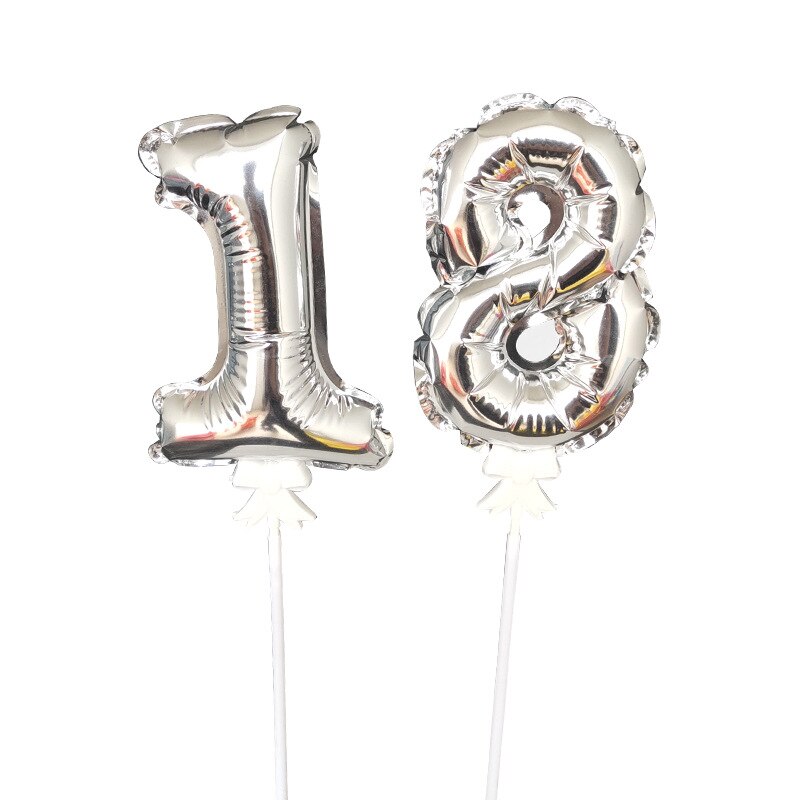 1Pcs Gelukkige Verjaardag Folie Aantal Ballon Cake Topper Kids Verjaardag Bruiloft Cake Decor Automatische Opblaasbare Ballon