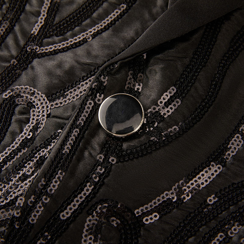 Mens Black Satin Sequins Tuxede Dress Blazers Stylish Shawl Lapel Suit Blazer Jacket Men Wedding Dinner Prom Party Costume Homme