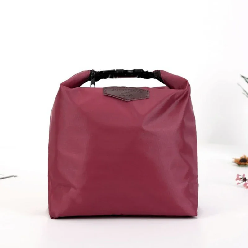 Nylon Waterproof Lunch Storage Bag 1pcs Portable Thermal Insulated Cooler Picnic For Lunch Box Container Pouch Home Organizer: WHITE