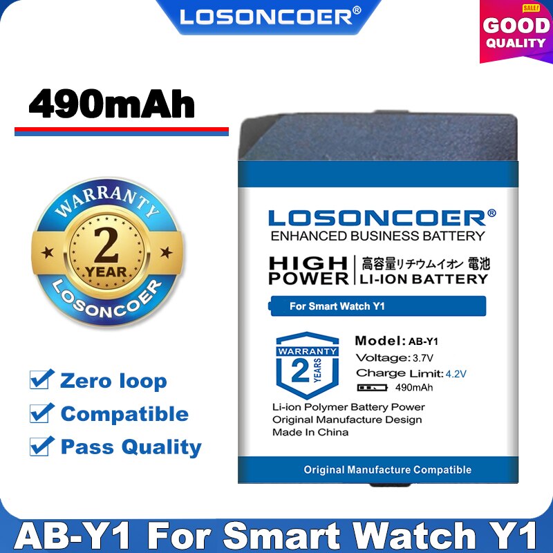 100% Originele Losoncoer 490Mah AB-Y1 Batterij Voor Slimme Horloge Y1 Horloge Bluetooth Horloge Telefoon RXY-Y1 JHCY-T11