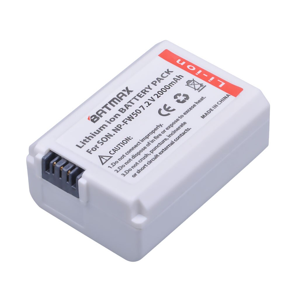 Batmax np -fw50 npfw 50 fw50 vitt batteri för sony  a6500 a6400 a6300 a6000 a5000 a3000 nex -3 a7r a7r ii  a7ii nex -3 nex -3n nex -5: 1 batteri