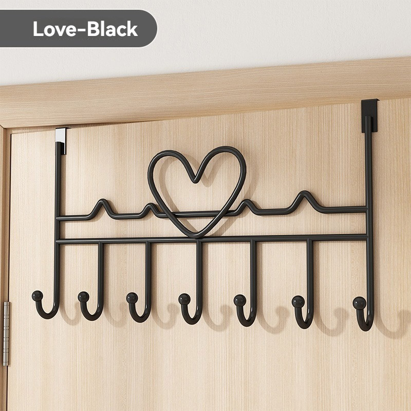 Gancho de almacenamiento para colgar en la pared, colgador de ropa sin perforaciones, accesorios organizadores de almacenamiento para dormitorio, puerta en forma de corazón: Bronce