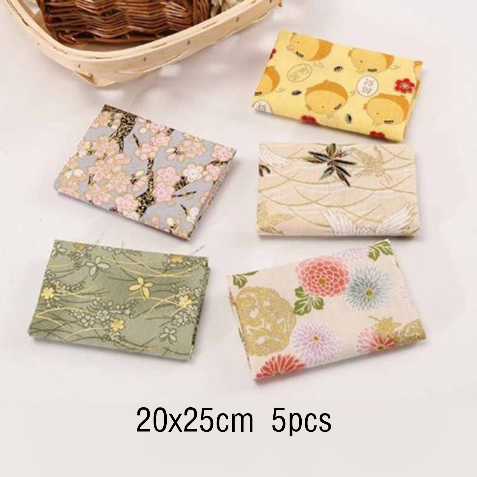 5 Stks/set Japan Stijl Gemengde Kleur Katoen Stof Zephyr Kat Cloud Tussenvoeringen &amp; Voeringen Ijzer Op Naaien Patchwork Lijm Doek: 2