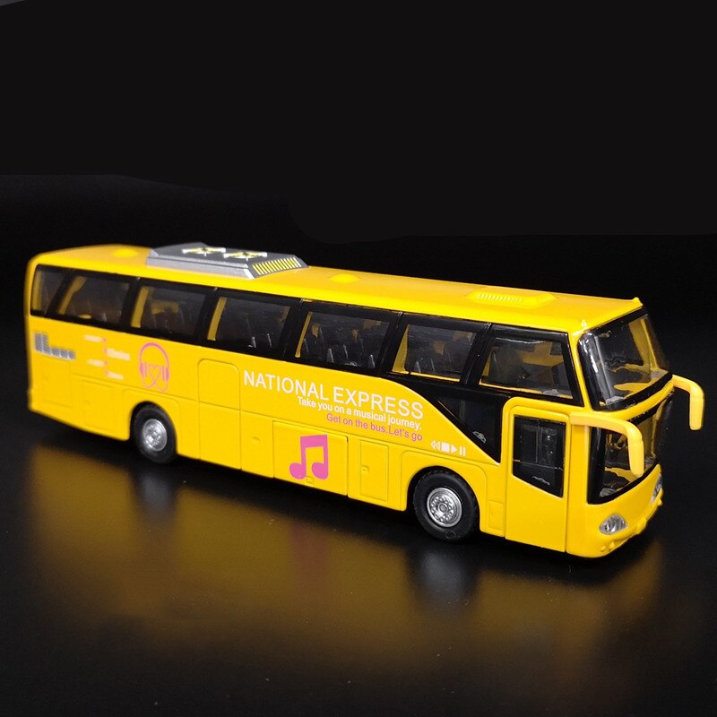 1:50 5 Deur Legering Tour Bus Model, Simulatie Spuitgieten Kinderen Speelgoed Auto, geluid En Licht Trek,