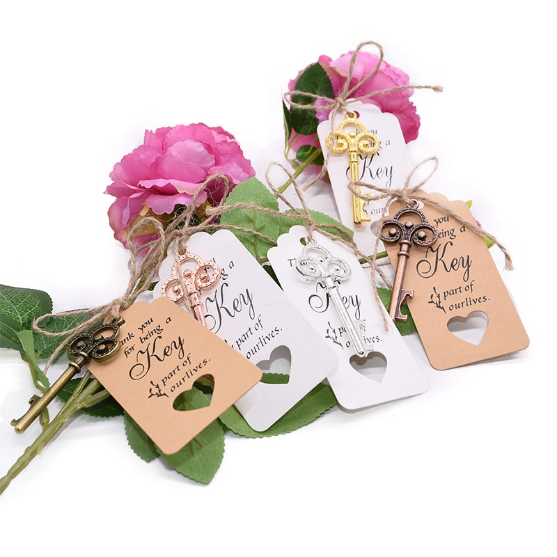 Abrebotellas con forma de llave Retro, abridor de botellas de vino y cerveza portátil de Metal artesanal, llavero, herramienta abierta para boda, accesorios de cocina, 1 ud.