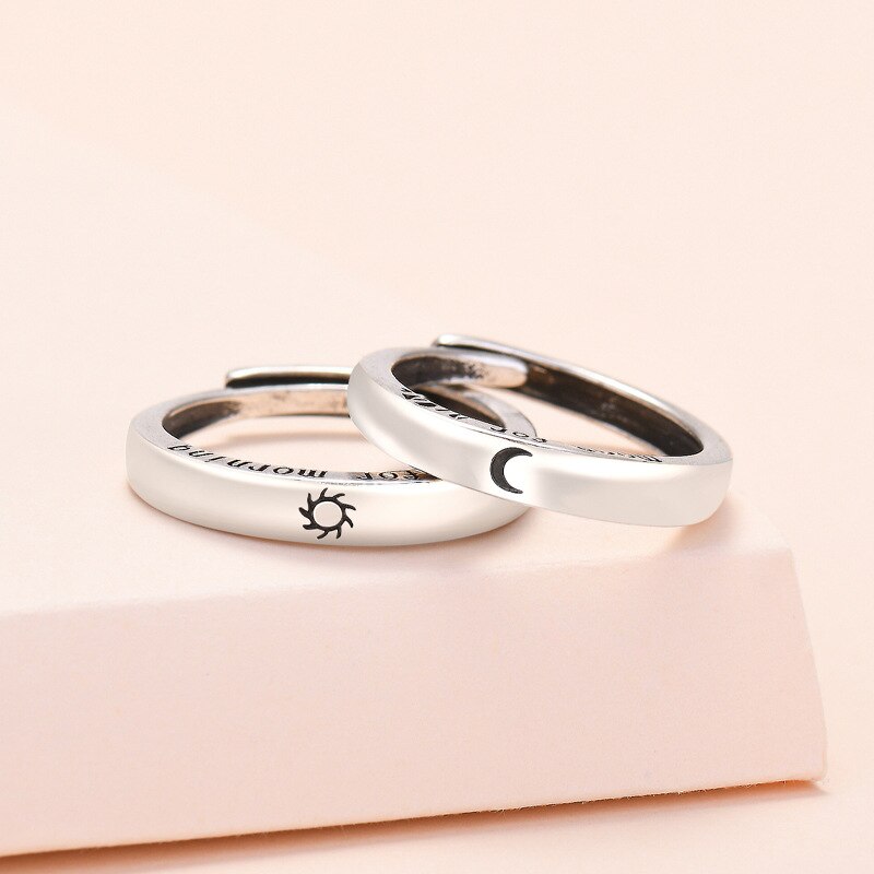 Sol måne matchende par venskab elsker åbne justerbare ringe sæt kvinder mænd minimalistisk forlovelsesringe lovers kit