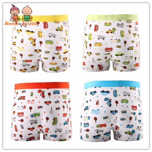 4 teile/los Junge Boxer Baby Jungen Unterwäsche freundlicher Höschen Karikatur Taxi Auto Art Unterhose Baumwolle kurze Hose Anzug 2-10Y: TNM0004 / 9