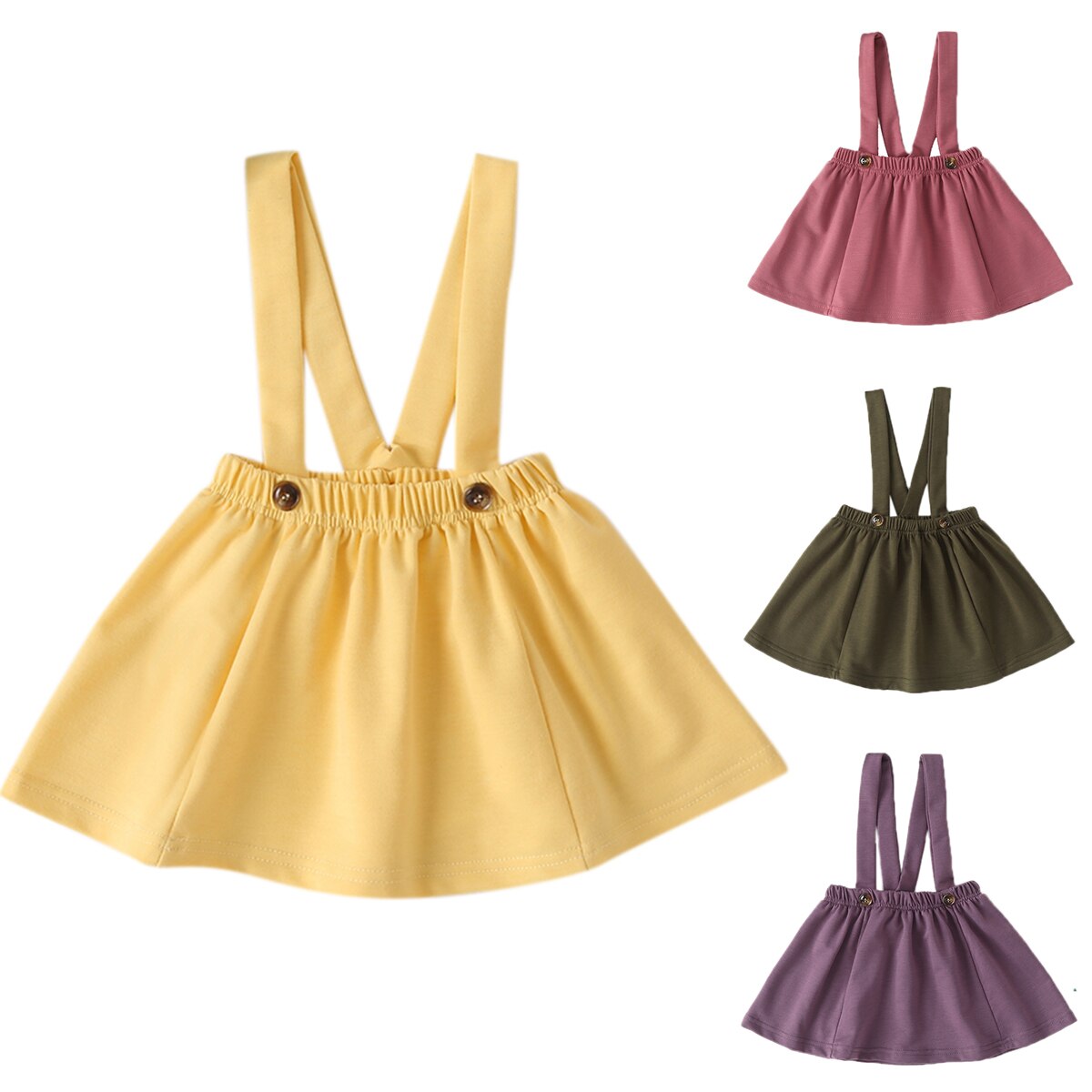 Kinderkleding voor babymeisjes, bretels, rok, overall, effen, peuter, schattig, kort jurkje, kinderoutfits