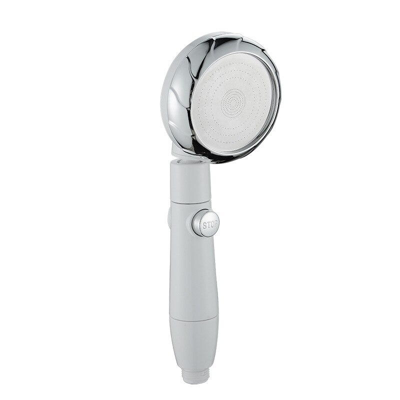Hand-held Rainfall Shower Head Adjustable High Pressure Bathroom Accessories Portable Removable Bath Water Filtration Showerhead: Silver White