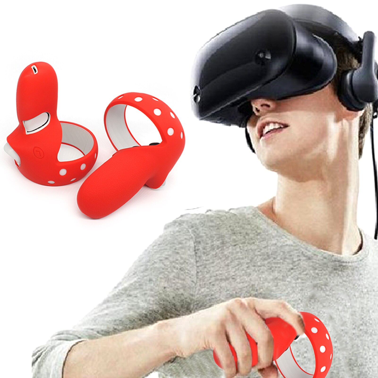 Beschermhoes Voor Oculus Quest 2 Controller Grip Skin Beschermhoes Siliconen Volledige Beschermhoes Vr Accessorie: Red