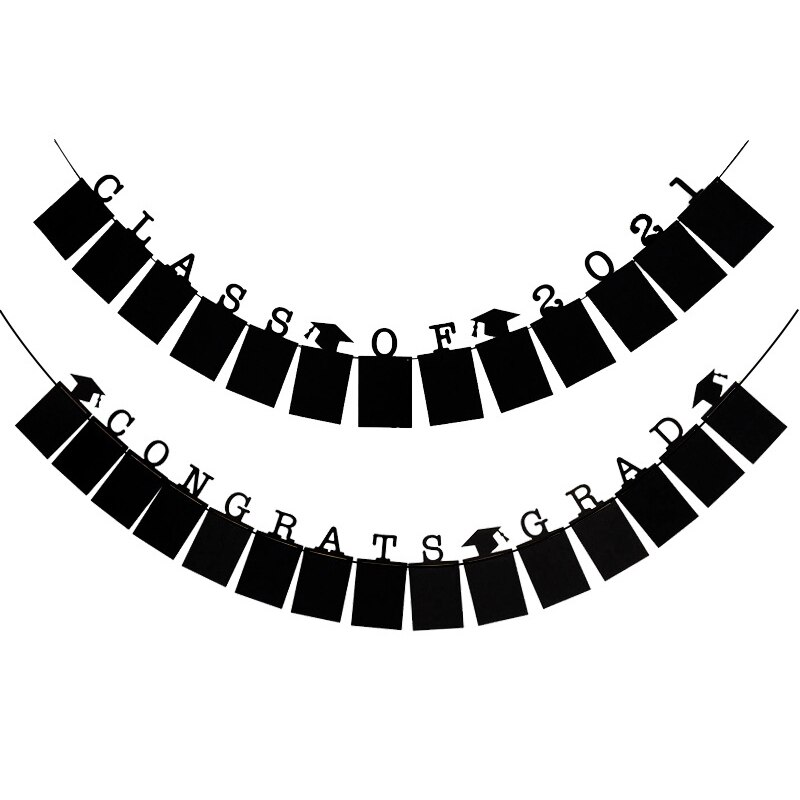 1Pc 3m Congrats Grad Banner Graduation Season Bunting Paper Pull Flag Party Decor
