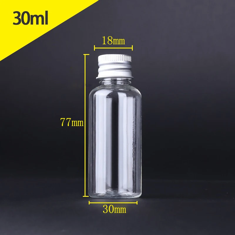 50Pcs 5/10/20/30/50/60/80/100/120ML Portable PET Plastic Bottles W/ Aluminum Screw Cap Travel Cosmetic Container Lotion Creams: Dark Khaki / 60ml