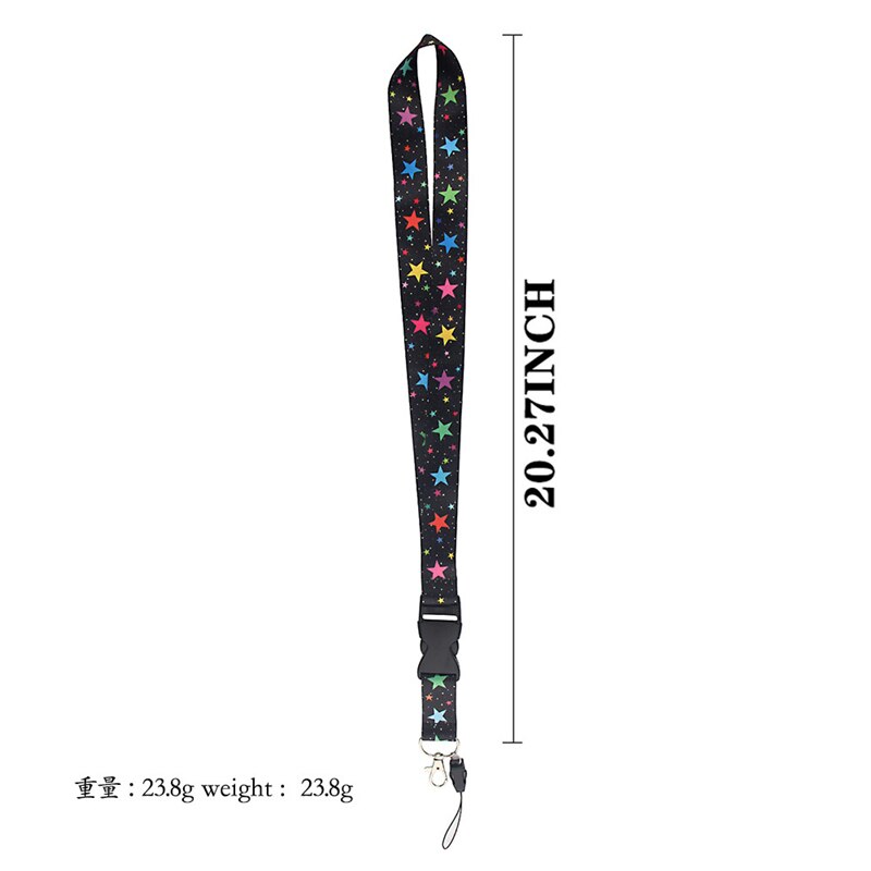 Kleurrijke Sterren Lanyard Keys Telefoon Houder Grappige Neck Strap Met Sleutelhanger Id-kaart Diy Dier Omboordsels Linten Hang Touw