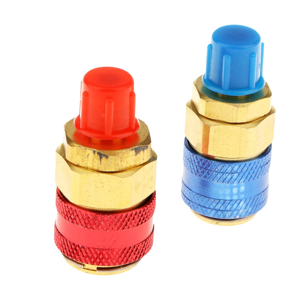 2Pcs R134A Adapter Fittings Hoge Lage Snelkoppeling Connector Ac Auto Airconditioner Manometer Slang Connector 1/4 Inch