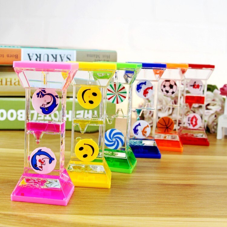 Valentine's Day Double Hourglass Liquid Timer Visual Timer Oil Liquid Motion Hourglass Floating Desk Heart Decoration Acrylic