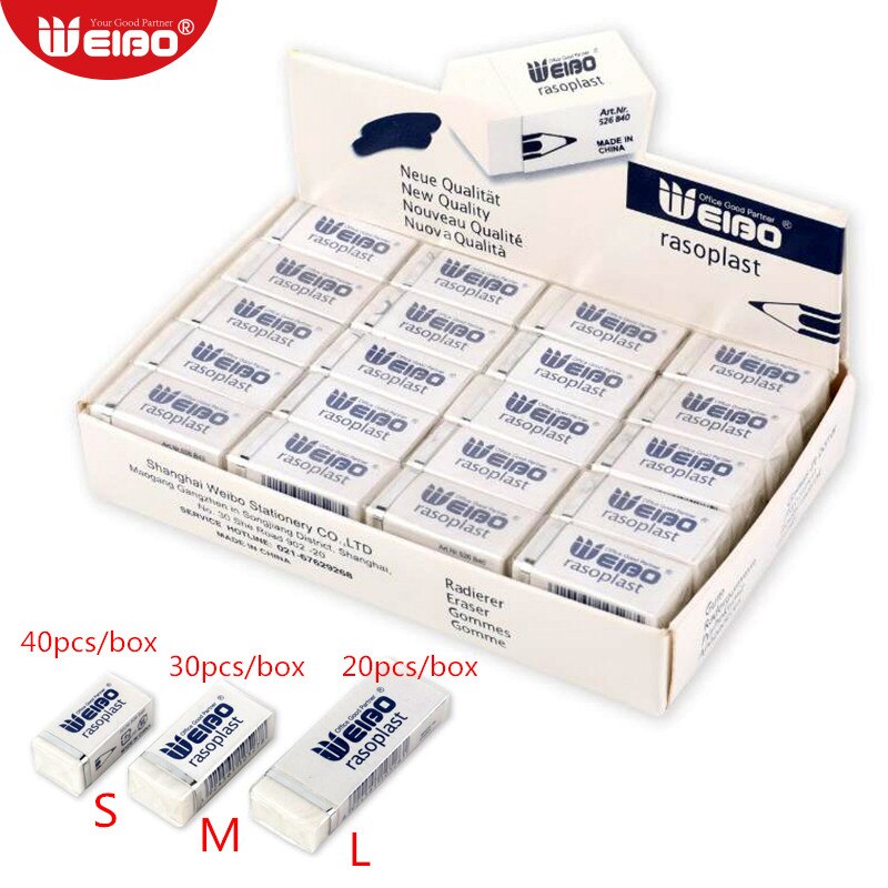3 Sizes Rubber Eraser For School Stationery Store Pencil Eraser School Supplies 20/30/40pcs/box